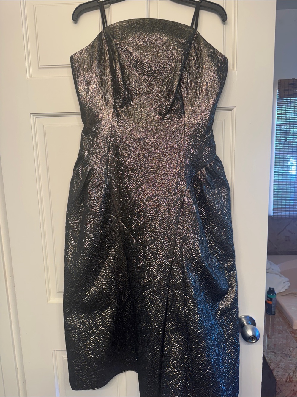NEVER WORN! Black Iridescent Fit-and-Flare Party Dress- strapless